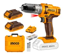 Comprar Taladro Percutor Y Atornillador Inalámbrico Ingco 20v, Mandril Metálico 10mm, 45nm - Con 2 Baterías 2.0ah Litio-ion, Cargador, Maletín Plástico Y Mechas - Cidli201452