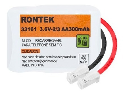 Bateria Nicd P/telefone Sem Fio 3,6v 300mah 3x2/3aa - Rontek