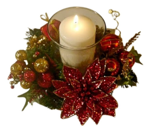 Imagen 1 de 4 de Centro De Mesa Navideño 16cm Soporte Vela Adornos De Navidad