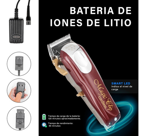 Cortadora de pelo Wahl Professional 5 Star Cordless Magic Clip 8148 plateada y roja 120V