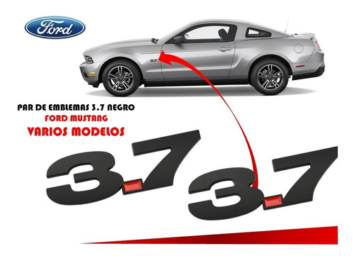 Par De Emblemas Ford Mustang 3.7 Negros