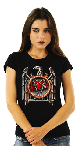 Polera Mujer Slayer Aguila Gris Metal Impresión Directa