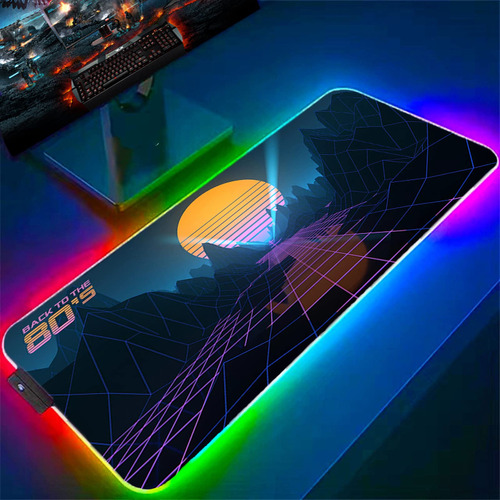 Alfombrilla Mouse Para Juego Neon Retro Wave Art Rgb 14 Modo