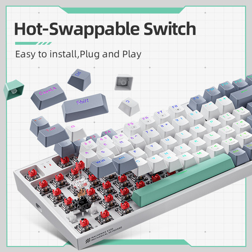 Teclado Qwerty Gamer Machenike K500-B94 Portugués Brasil Red Switch