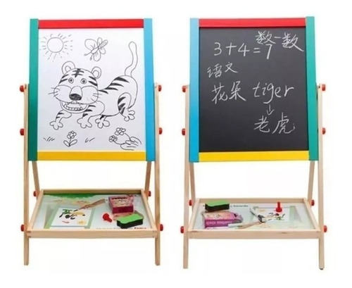 Imagen 2 de 4 de Pizarra Pizarrón 2 En 1 Madera Didáctico Infantil Para Niños