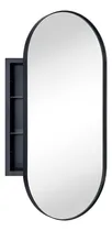 Comprar Botiquín De Baño Empotrado Ovalado Negro Mate Con Espejo