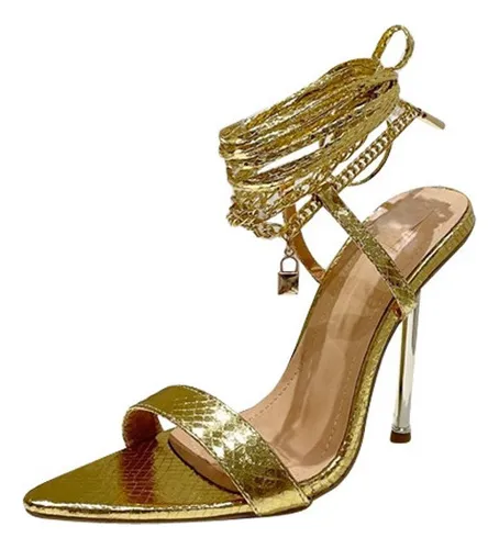 comprar Zapatos De Mujer Con Tacón Alto Puntiagudo Y Cadena Sexy