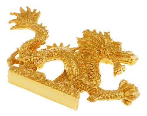 Dragón Dorado Con Base Estatuilla Coleccionable Estatua