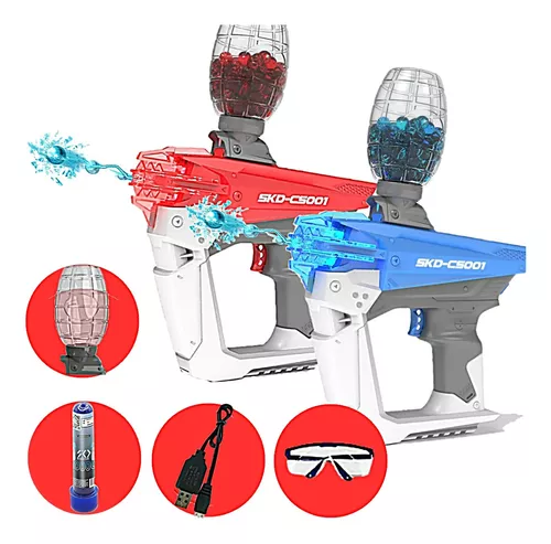 Kit com Duas Armas de Brinquedo Lançador de Bolinhas de Gel Blaster  Metralhadora com 20000 Munições (Azul e Vermelha) (Vermelho e Vermelho)