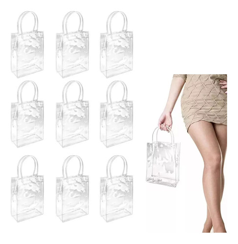 20 Sacolas De Presente De Pvc Transparente Com Alças 20x20x8