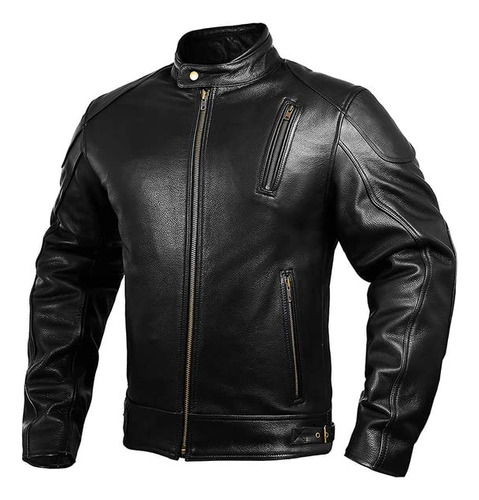 Chaquetas De Moto De Cuero Para Hombre, Color Negro, Con Bli