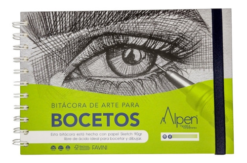 Bitácora Para Bocetos Argollada X 80 Hojas Media Carta Alpen