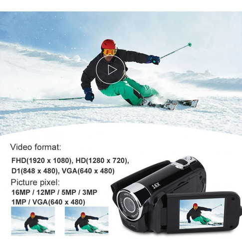 Imagen 5 de 8 de Cámara De Vídeo Videocámara 16mp Profesional Hd Mini Digital