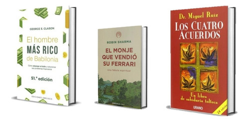  Libros X 3 Monje + Los Cuatro Acuerdo + El Hombre Mas Rico 