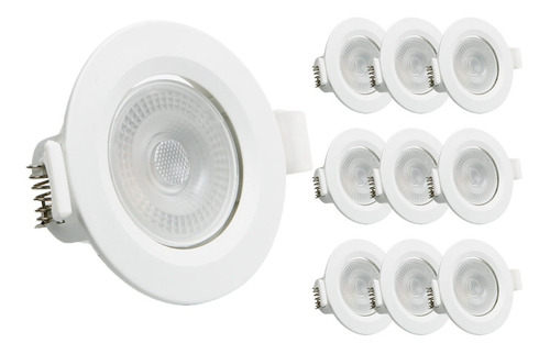 Imagem 1 de 8 de Kit 10 Spot Super Led 7w Lampada Direcionável Branco Frio