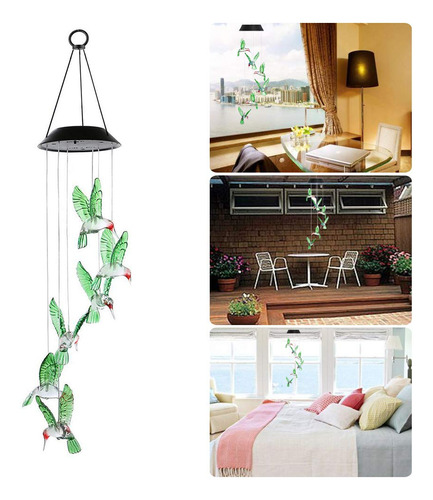 Campanillas De Viento Solares Con Forma De Colibrí, Led Que Cambian De Color, Para Colgar En Dispositivos Móviles, Impermeables, Para Exteriores, Interiores, Fiestas, Noches, Patios Y Jardines