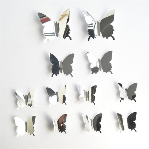 Adhesivo De Pared Con Espejo 3d De Pvc, Diseño De Mariposas