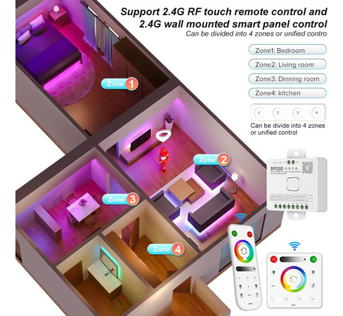 Controlador Led Wifi 12 En 1 Sp530e Pwm Spi, Atenuador De Pí