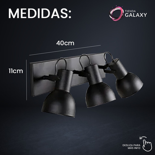 Imagen 3 de 9 de Lampara Aplique Pared Spot Direccional Tres Luces Apto Led