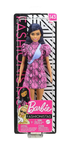 Muñeca Barbie Fashionistas # 143 Con Vestido Rosa Con Estamp