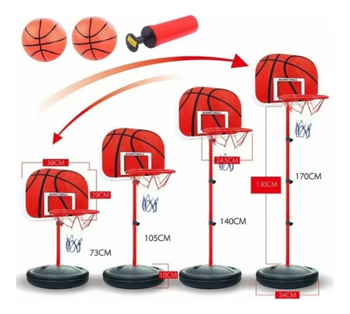 Aro Basket + Pelota + Inflador - Kit Completo