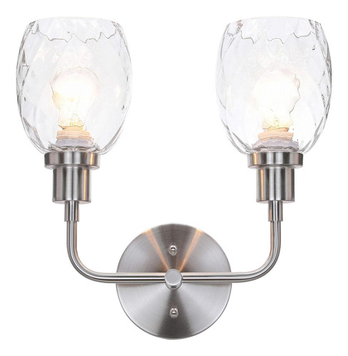 Lámpara De Pared Para Baño, 2 Luces, Cristal Transparente