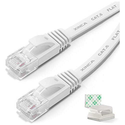 Cable Ethernet Cat6 De 15 Pies, Blanco, Con 5 Clips Gigabi