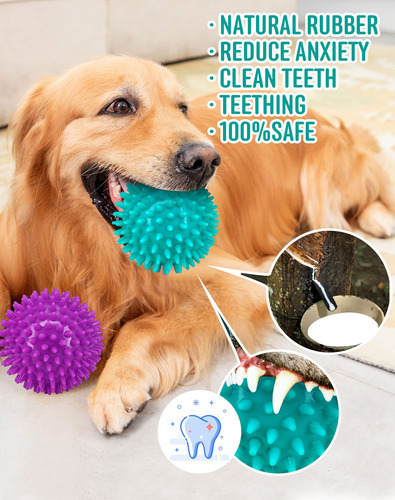Pelotas Para Perro Con Pinchos Azul Y Morado Chirriantes 2pz