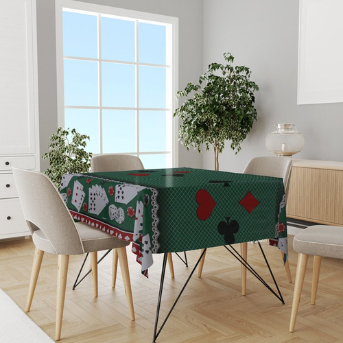 Toalha Mesa Térmica Impermeável Pvc Cassino 1,60x1,40 Cor Verde Cassino Poquer Poker Baralho