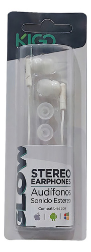Audifonos Manos Libres Marca Kigo 1.2 M Color Blanco