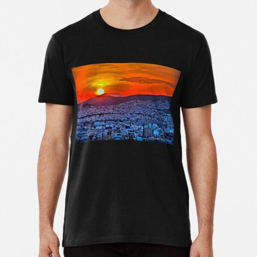 Remera Greece. Athens. City At The Sunset In Psychedelic Col