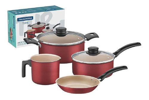 Batería De Cocina Ollas Set 4 Piezas Tramontina Antiadherent