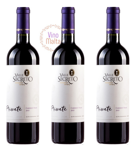 Vinho Tinto Chileno Private Cabernet Franc Kit C/ 3 Garrafas