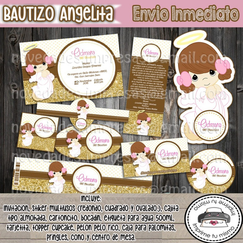 Kit Imprimible Bautizo Niña Angelita Edita Imprime & Decora