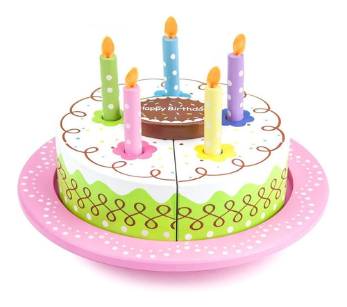 Set Pastel Happy Birthday En Madera Con 13 Piezas