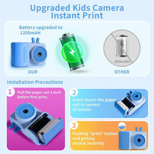 Cámara De Impresión Instantánea Zcobro Kids 1080p Hd Para Ni