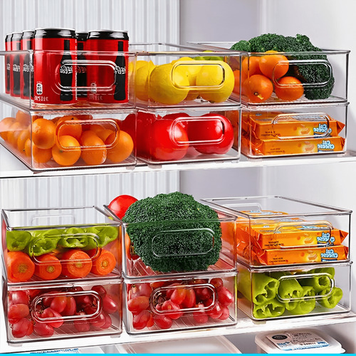 Organizador Geladeira Multiuso Armários Gavetas Kit Com 6 Cor Transparente