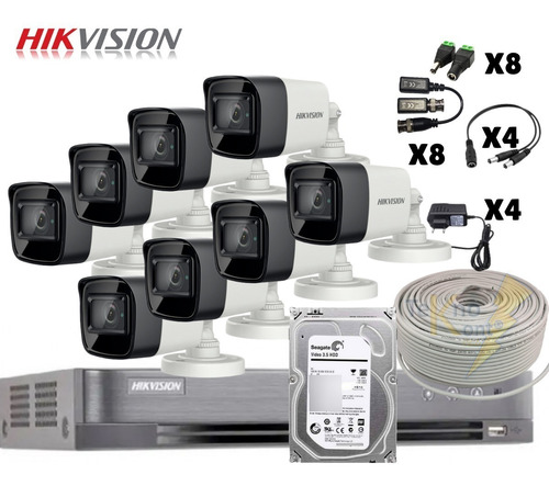 Cctv Kit Pro Hikvision Dvr 8ch + 8 Cam 2mp Disco 1t Cableutp