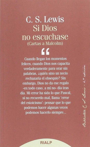 Si Dios No Escuchase - Lewis , Clive Staples