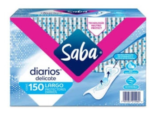 Protectores Diarios Saba® Largos Anti Irritación, 150 Piezas