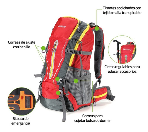Imagen 3 de 9 de Mochila Tactica 45 Litros Camping Viaje Mujer Hombre Femmto