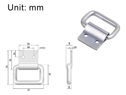 Gancho De Anclaje Para De Carga, Bucle De , Plata 5,1x5,2 Cm