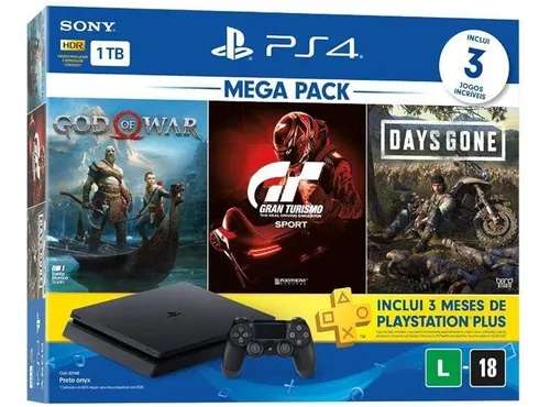 Ps4 Slim 1tb Console Playstation 4 + 2 Controles + Jogos Menor preço em Ps4 Slim 1tb Console Playstation 4 + 2 Controles + Jogos