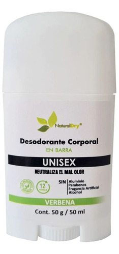 Desodorante Naturaldry Unisex En Barra Corporal 50g Vegano 