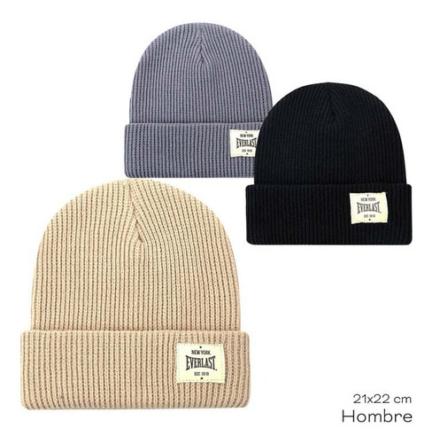 Imagen 5 de 9 de Gorro De Lana Everlast Original Invierno Tejido Hombre Mujer