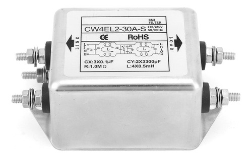 Filtro Emi De 115 V/250 V Cw4el2-30a S Alimentación Monofási