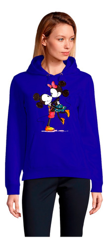 Poleron Dama/unisex Estampado Mickey Y Minnie Abrazados