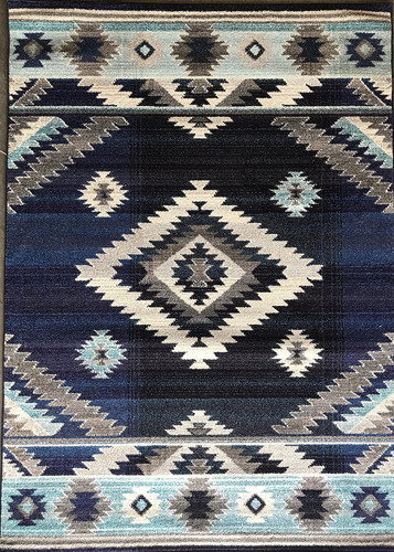 Alfombra Indigena Americana Turquesa Beige Azul Marron