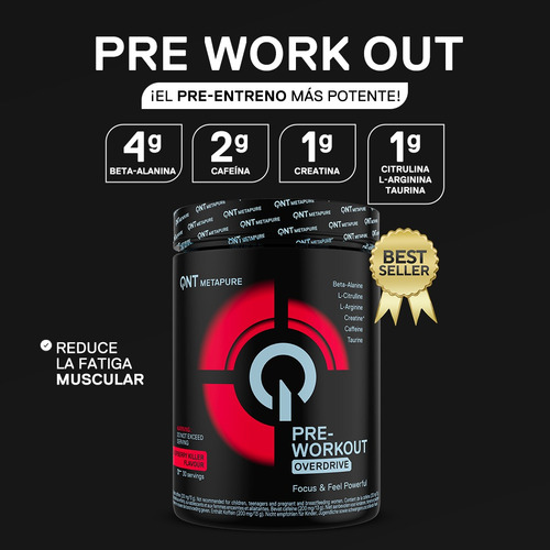 Pre Entreno Pre Workout Metapure Overdrive 390gr Qnt