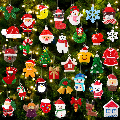 Set 36 Mini Adornos Navidad Resina Para Árbol Figuras CoLG